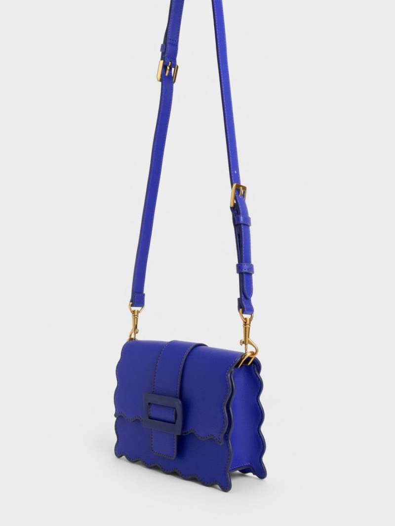 Charles & Keith Waverly Scallop-Trim Tragetaschen Blau | 867NCTPSW