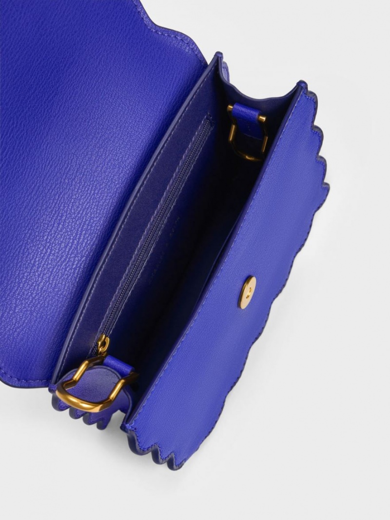 Charles & Keith Waverly Scallop-Trim Tragetaschen Blau | 867NCTPSW