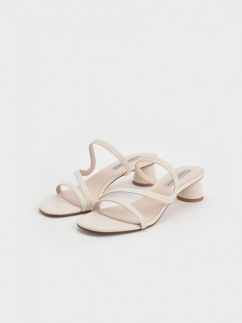 Charles & Keith Wavy Riemen Mules Weiß | 401NXLEWT