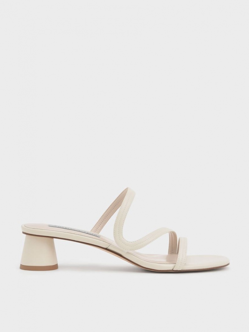 Charles & Keith Wavy Riemen Mules Weiß | 401NXLEWT