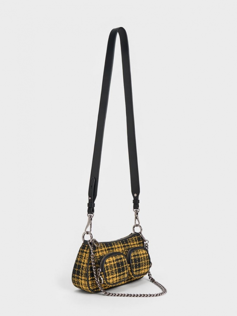 Charles & Keith Woven Check-Print Schultertaschen Mehrfarbig | 943DXEAMR