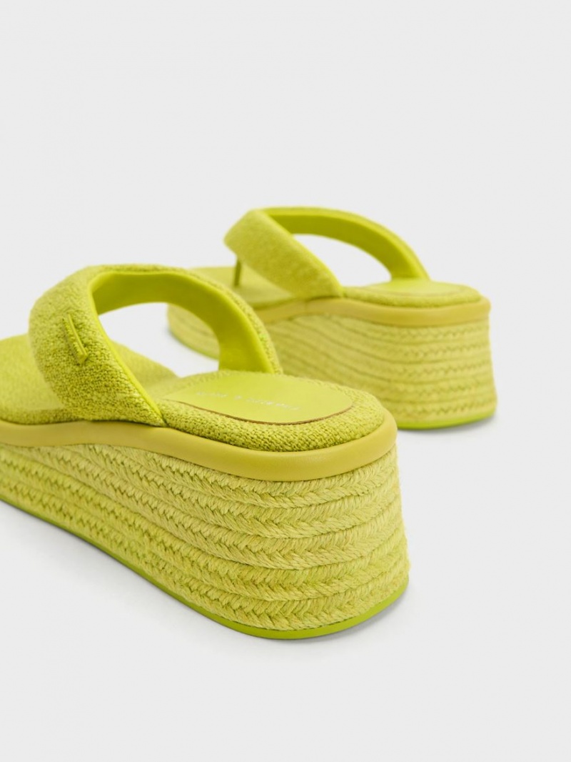 Charles & Keith Woven Espadrilles Tanga Keilabsatz Hellgrün | 731EYQVLB