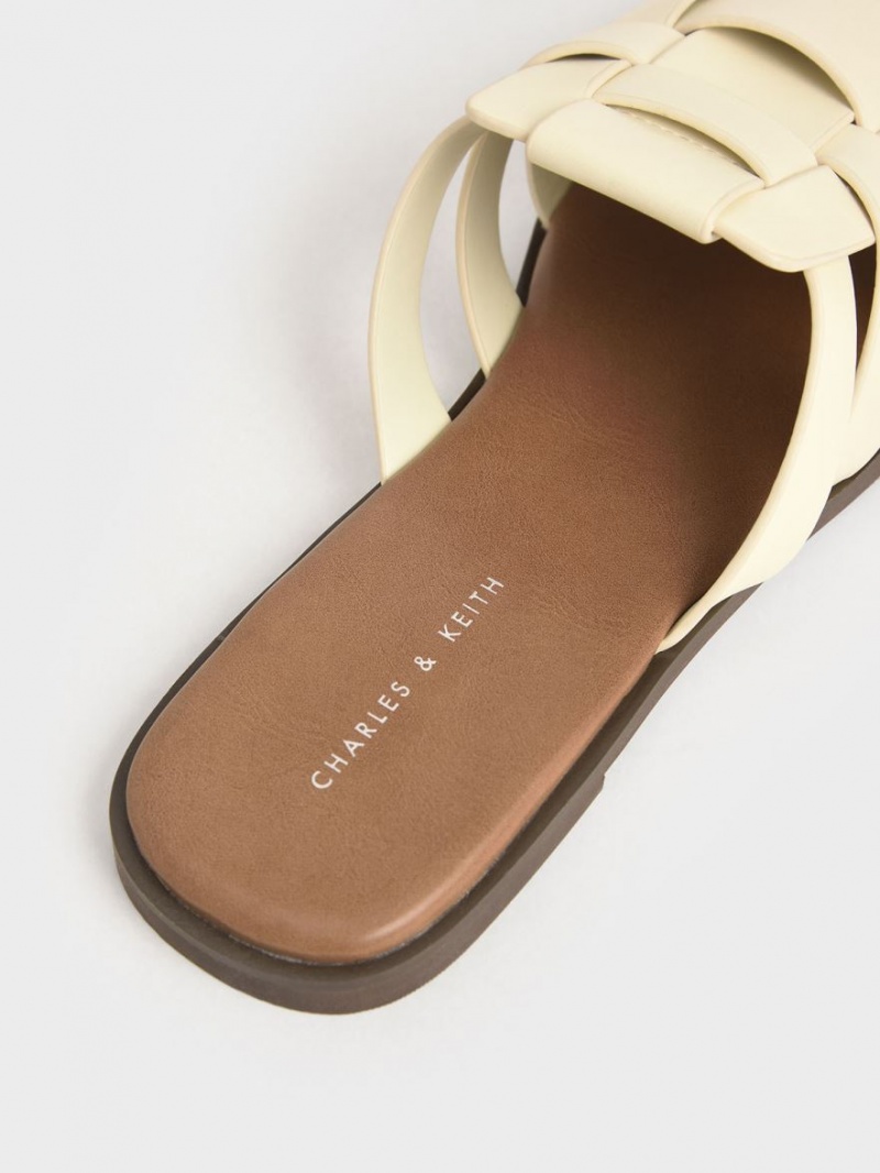 Charles & Keith Woven Flache Mules Weiß | 350YRUIWA