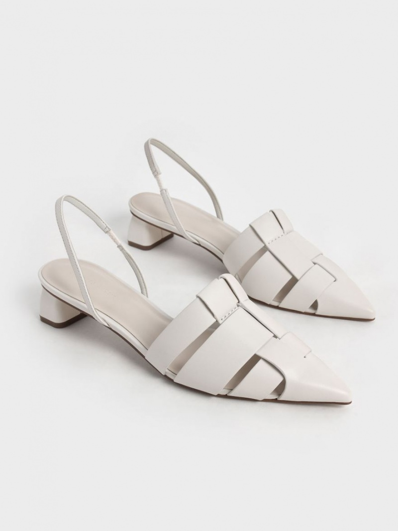 Charles & Keith Woven Slingback Pumps Weiß | 987FDAWRE