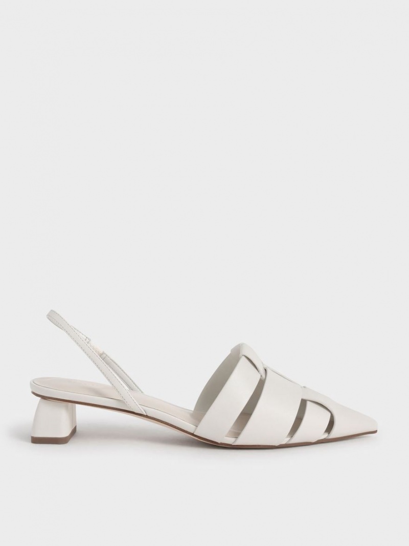 Charles & Keith Woven Slingback Pumps Weiß | 987FDAWRE