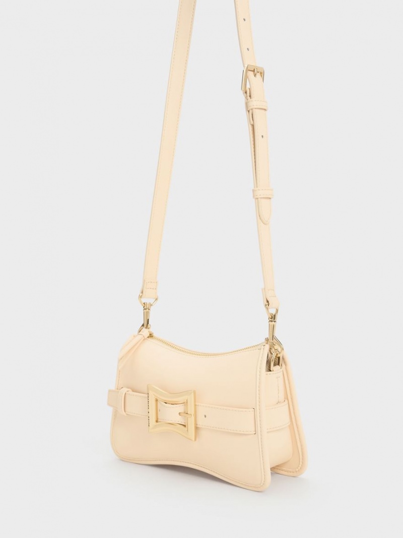 Charles & Keith Xanthe Chunky Chain Schultertaschen Beige | 786SXEUQL