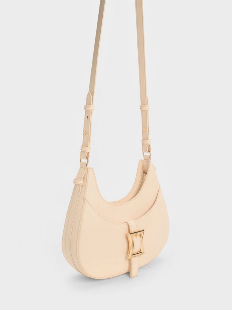 Charles & Keith Xanthe Hobo Tasche Beige | 479QIXNGZ