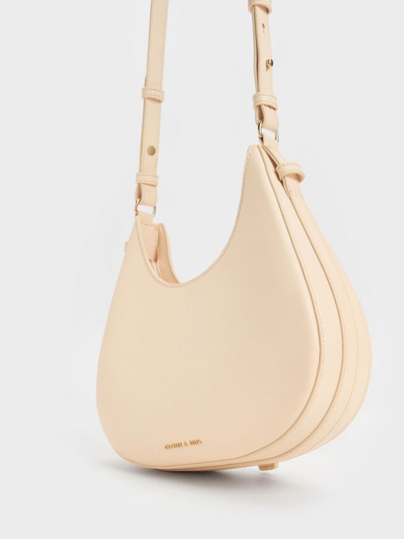 Charles & Keith Xanthe Hobo Tasche Beige | 479QIXNGZ