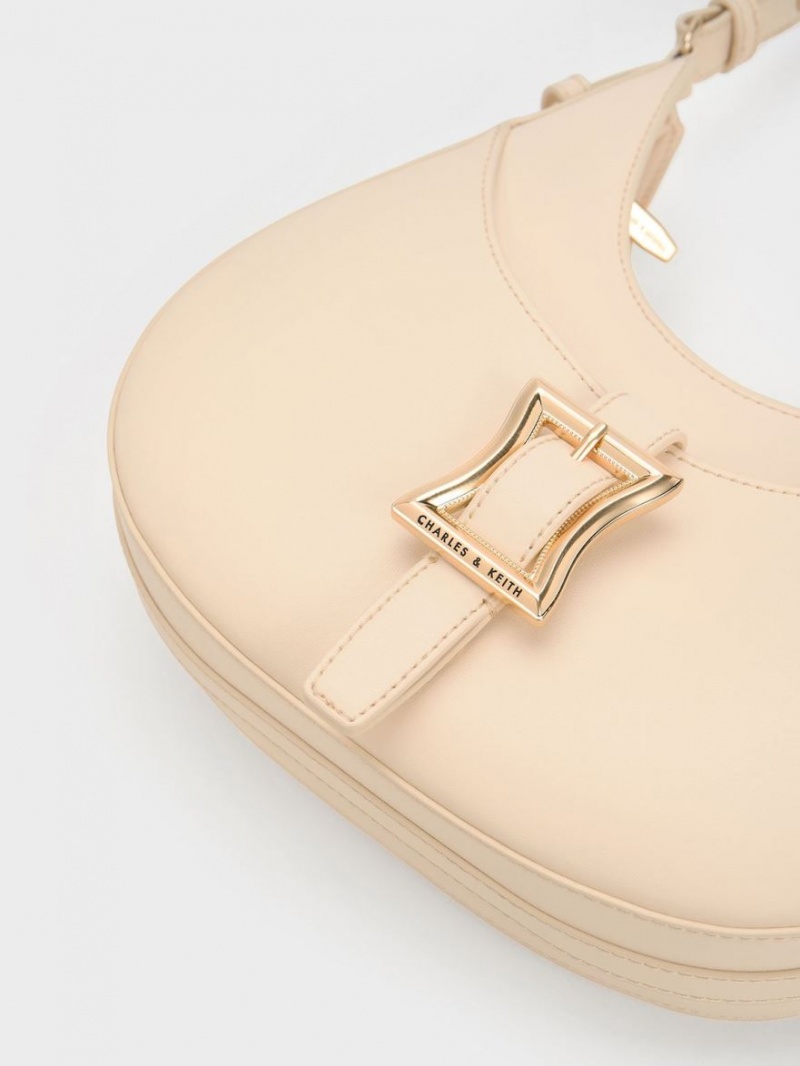 Charles & Keith Xanthe Hobo Tasche Beige | 479QIXNGZ