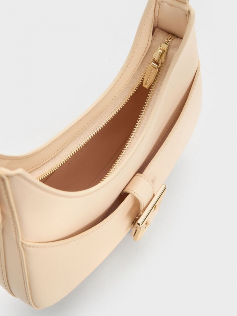 Charles & Keith Xanthe Hobo Tasche Beige | 479QIXNGZ