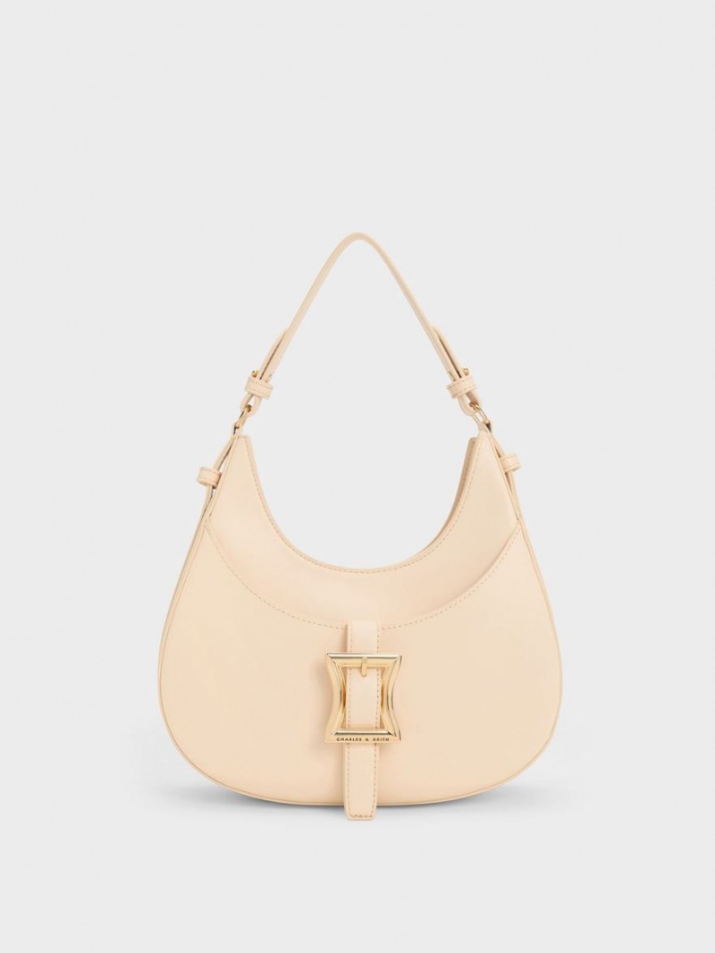 Charles & Keith Xanthe Hobo Tasche Beige | 479QIXNGZ