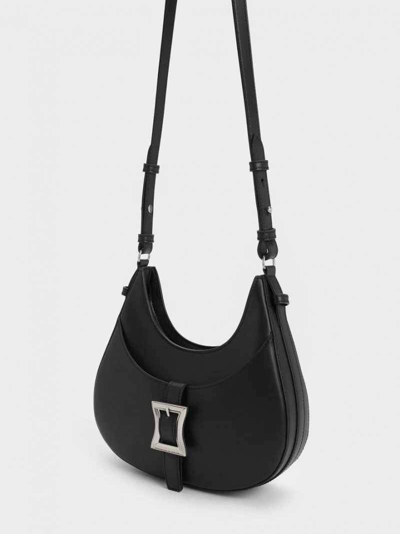 Charles & Keith Xanthe Hobo Tasche Schwarz | 247JGBHQY