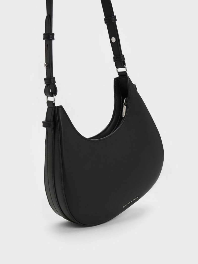 Charles & Keith Xanthe Hobo Tasche Schwarz | 247JGBHQY