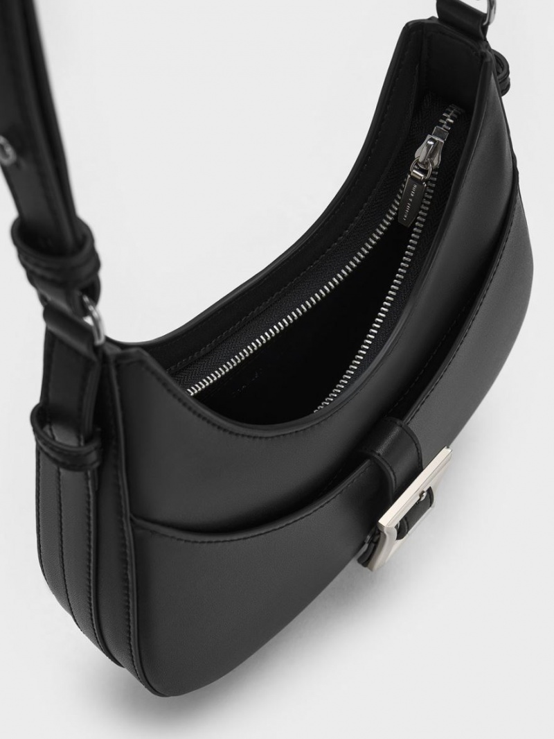 Charles & Keith Xanthe Hobo Tasche Schwarz | 247JGBHQY