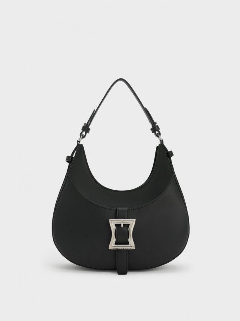 Charles & Keith Xanthe Hobo Tasche Schwarz | 247JGBHQY