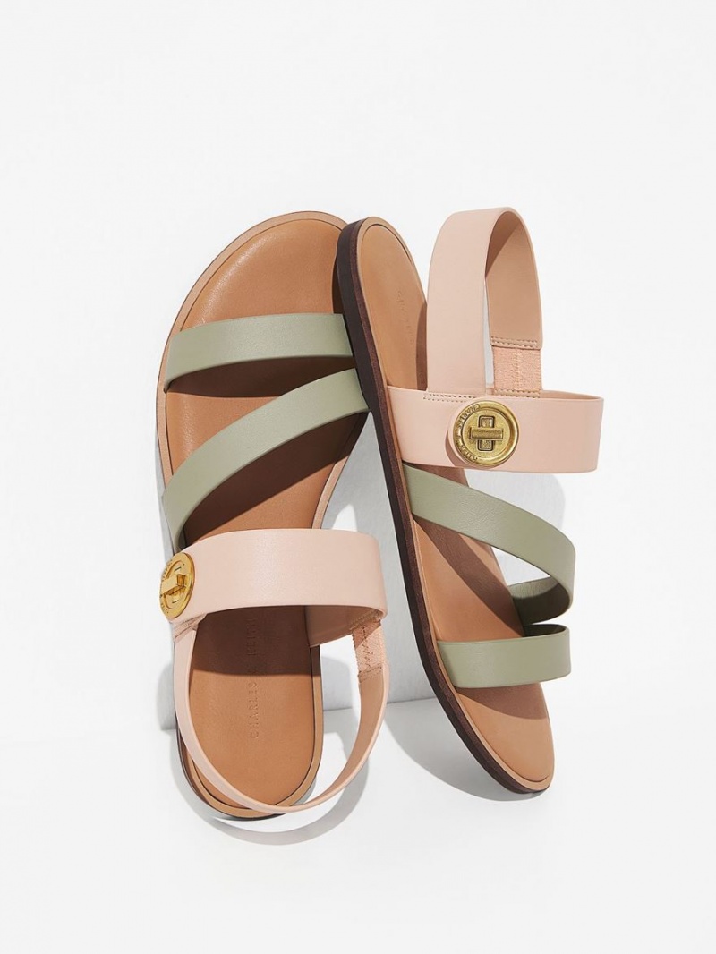 Charles & Keith Yara Two-Tone Asymmetric Riemchensandalen Beige | 607OZWUXA