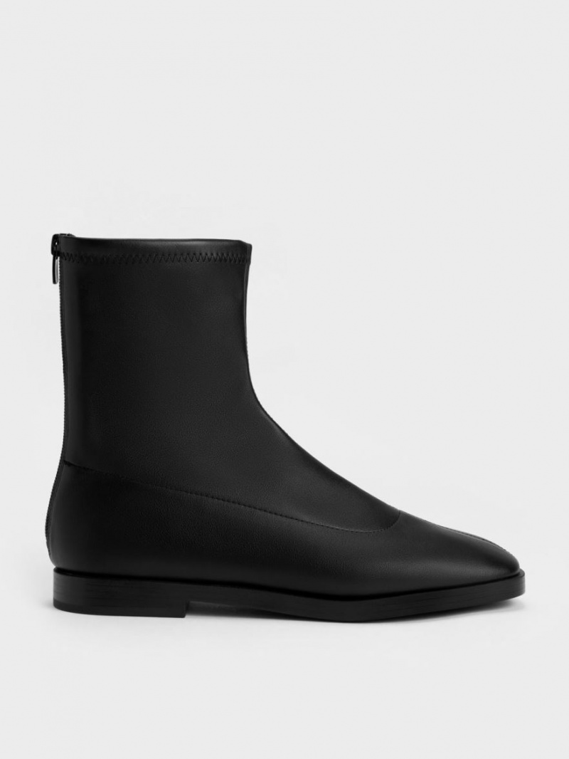 Charles & Keith Zip-Up Stiefeletten Schwarz | 438XWMKPH