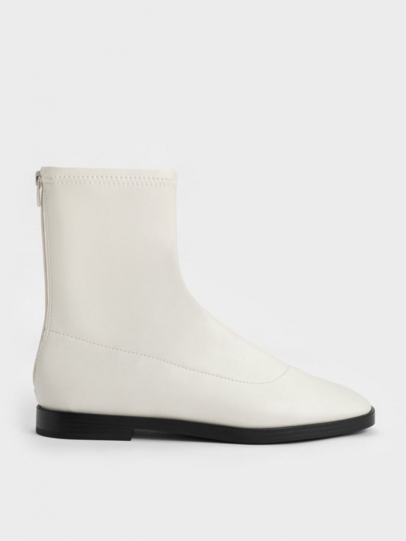 Charles & Keith Zip-Up Stiefeletten Weiß | 470FJBHQL