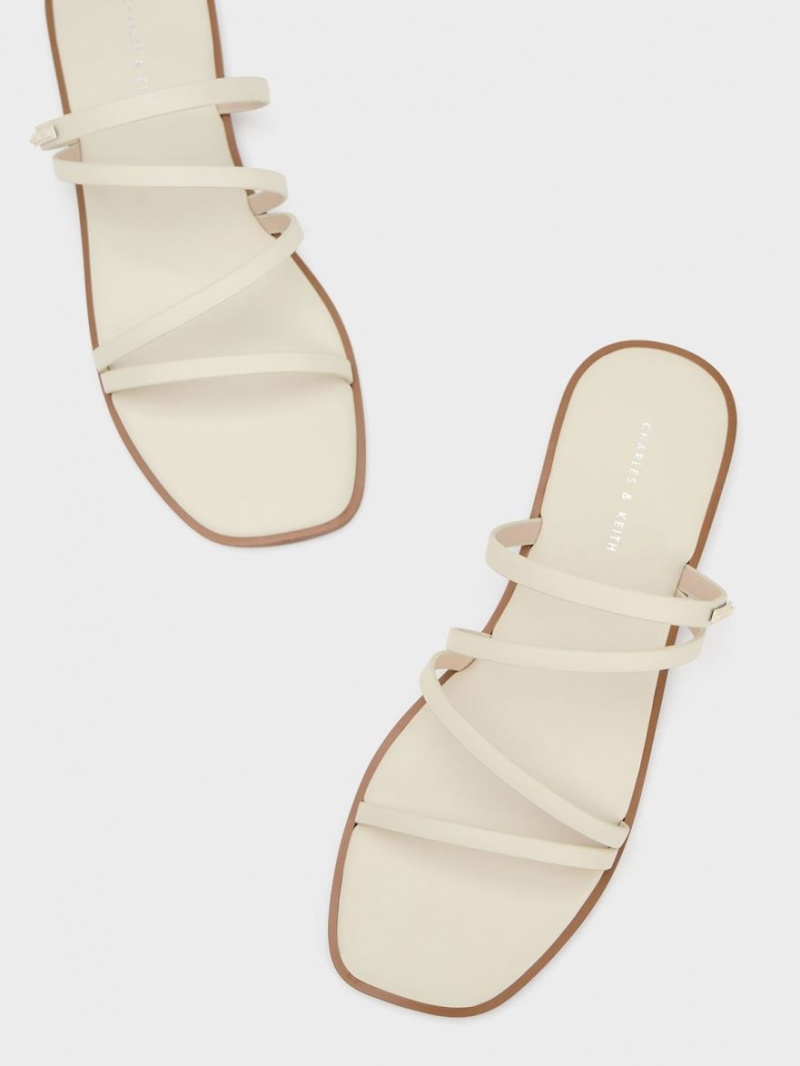 Charles & Keith lliana Riemchen Rutschen Sie Sandalen Weiß | 943EJNMVO